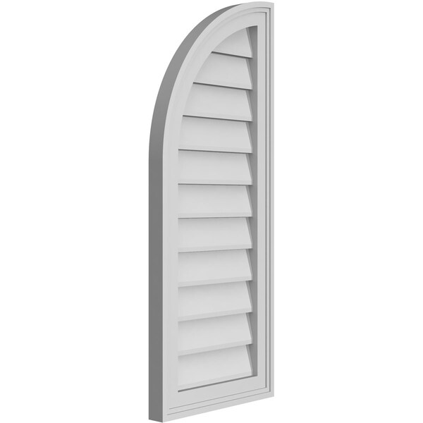 Quarter Round Top Left Surface Mount PVC Gable Vent W/ 2W X 1-1/2P Brickmould Frame, 14W X 34H